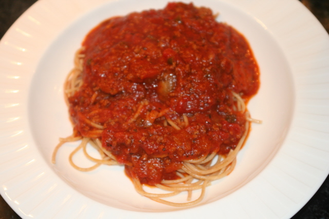 homemade hearty spaghetti