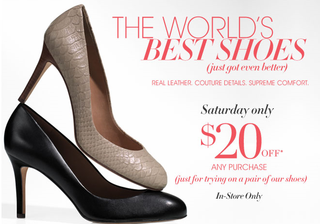 Ann Taylor: Get a $20 off $20 purchase coupon - Just try on pair of ...